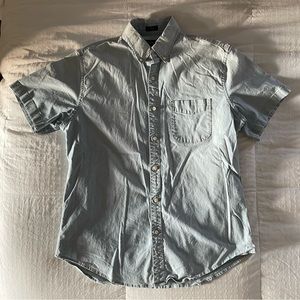 J Crew Short Sleeve Indigo Chambray Shirt